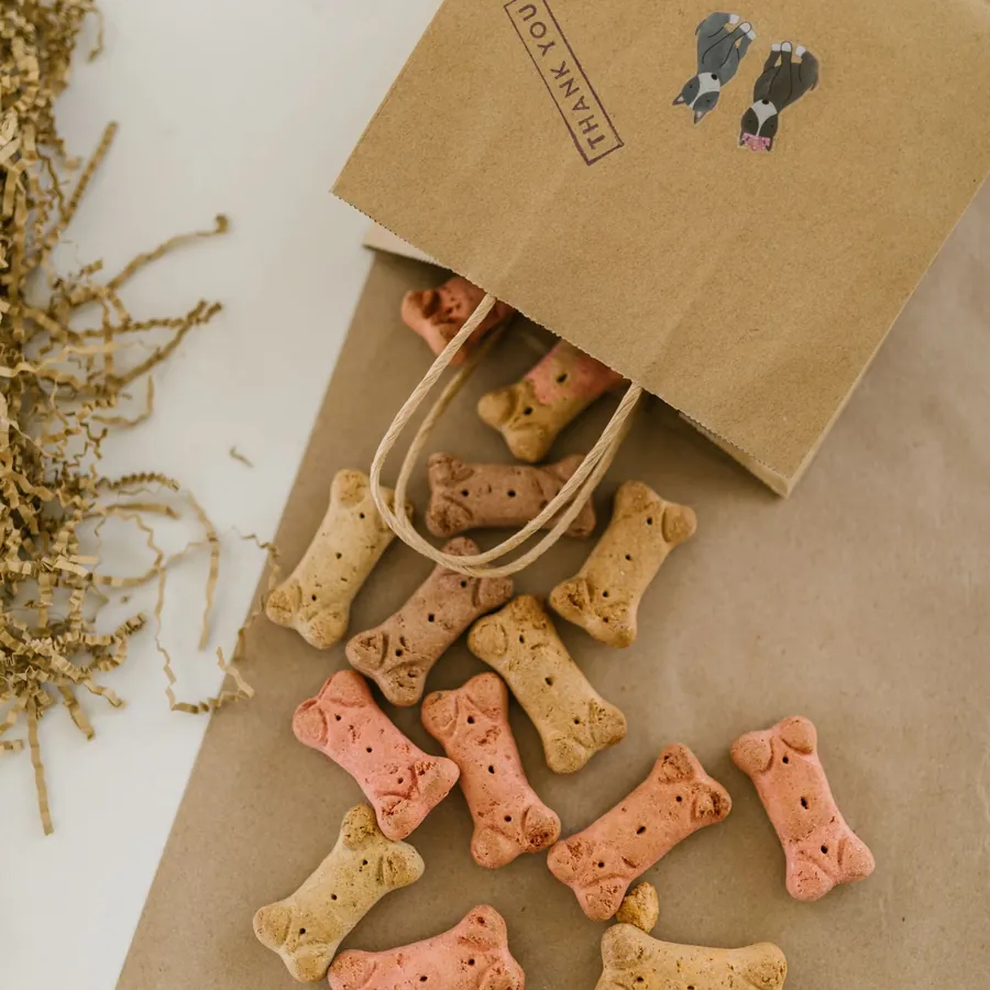 Bolsa de papel con snacks para perro